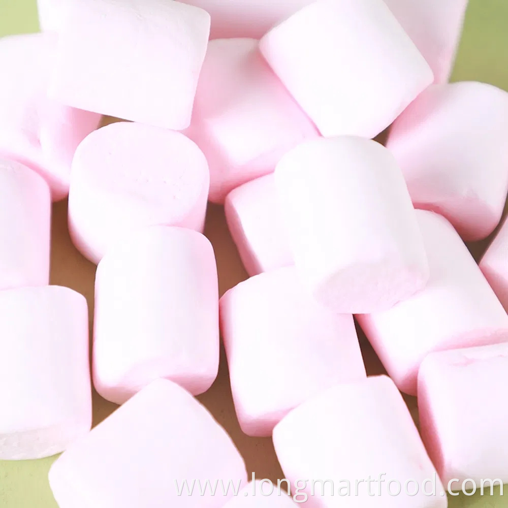 Poly Bag Packaging Soft White Strawberry Flavor Marshmallow Candy